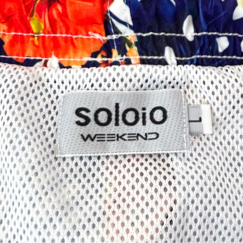 SOLOiO Weekend Tropical Floral Swim Trunks 4” Beach Board Shorts Spain Size LG - Picture 3 of 13